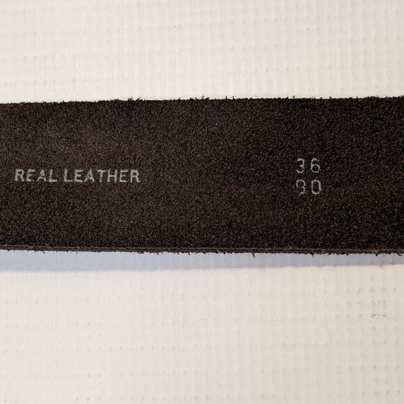 Paul Smith Belt Mens 36 Brown Suede Leather Oval Floral Buckle Made in England - Picture 5 of 11